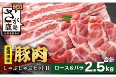 【配送月指定対応可】佐賀県産 豚肉 しゃぶしゃぶセット ロース バラ スライス 合計2.5kg D-259 お肉 しゃぶしゃぶ 年内発送 年末配送