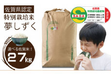 令和6年度産 佐賀県認定 特別栽培米 佐賀ブランド米　夢しずく　27kg（白米）田中農場
