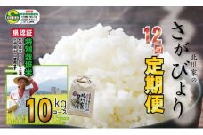 【定期便】(12ヶ月連続お届け) 佐賀県認定 特別栽培米 さがびより （10kg×12回）　北川農産 
