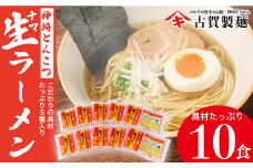 自宅で本格ラーメン・神埼とんこつ生ラーメン 10袋入 【 ご当地ラーメン 豚骨ラーメン とんこつラーメン 袋麺 乾麺】(H014146)