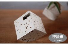 花器 キューブ(小) 白 【一輪挿し 手作り 陶器 オブジェ インテリア 癒し 贈り物】(H038124)