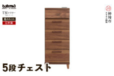 TM テクター 5段チェスト 【タンス チェスト 衣類入れ 引出付 小物入れ 家具 国産 かわいい コンセント付き】(H060355)