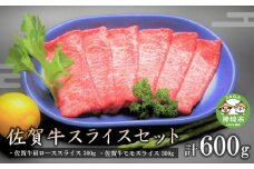 佐賀牛スライスセット600g 【牛肉 焼肉 モモ ロース BBQ キャンプ 精肉 牛肉セット】(H066119)