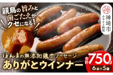 【無添加鶏肉ソーセージ】 ありがとウィンナー 5袋 【国産 神埼産 冷凍 無添加 ウィンナー ソーセージ 自然】(H073111)