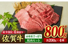 佐賀牛 希少部位 焼肉4点盛り合わせ【赤身系さっぱり】 800g （200gx4種） A5 A4【希少 国産和牛 牛肉 肉 牛 焼肉】(H085143)
