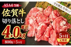 【5回定期便】佐賀牛 贅沢 切り落とし 800g（合計4kg）【すき焼き用牛肉 すき焼き用 すき焼き 牛丼 A5 A4 希少 国産和牛 牛肉 肉 牛】(H085186)