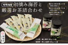 初摘み海苔と厳選お茶詰合わせ BK-YU【のり 海苔 焼き海苔 有明 佐賀 高級 味付 無添加 お中元 お中元対応 のし 熨斗 ギフト 贈答用 贈答品 贈答 贈り物】(H029121)
