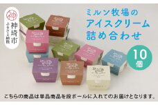 佐賀脊振高原ミルン牧場のアイスクリーム10個セット【手作り 濃厚 生乳 ミルク バニラ 抹茶 チョコ ストロベリー ラムレーズン】(H102122)