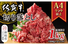 艶さし！【A4～A5】佐賀牛切り落とし 1kg(500g×2P)【肉 牛肉 ブランド牛 黒毛和牛 ふるさと納税】(H112145)