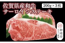 佐賀県産和牛サーロインステーキ 600g(200g×3枚)【黒毛和牛 牛肉 サーロイン ステーキ肉】(H116104）