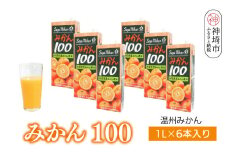 みかん100 1L×6本入り【みかんジュース 蓋付 天然 果汁100％】(H116228)
