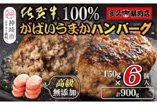 佐賀牛100％がばいうまかハンバーグ(150g×6個)【佐賀県産 国産 佐賀牛 肉 お肉 牛肉 冷凍 無添加 個包装】(H118101)