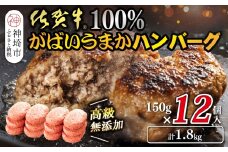 佐賀牛100％がばいうまかハンバーグ(150g×12個)【佐賀県産 国産 佐賀牛 肉 お肉 牛肉 冷凍 無添加 個包装】(H118102）