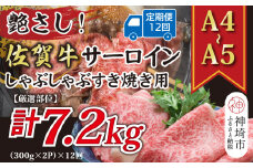 【12か月定期便】艶さし！【厳選部位】【A4～A5】佐賀牛サーロインしゃぶしゃぶすき焼き用 600g(300g×2P)×12回【肉 牛肉 ブランド牛 黒毛和牛 お祝い ご褒美 ふるさと納税】(H112207)