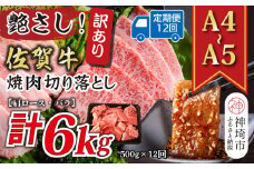 【12か月定期便】訳あり！艶さし！【A4～A5】佐賀牛焼肉切り落とし(肩ロース・バラ) 500g×12回【肉 牛肉 ブランド牛 黒毛和牛 ふるさと納税】(H112240)