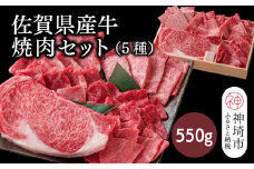 佐賀県産牛 焼肉セット550g(5種)【佐賀牛 佐賀和牛 牛肉 赤身 カルビ ステーキ 焼肉】(H116115)