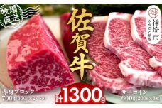 佐賀牛 赤身ブロック350g×2パック計700g サーロインステーキ200g×3枚計600g【佐賀牛 赤身ブロック サーロイン ステーキ 牧場直送 ローストビーフ 高級部位 和牛 艶さし 霜降り】(H122102)