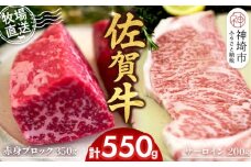 佐賀牛 赤身ブロック350g×1パック計350g サーロインステーキ200g×1枚計200g【佐賀牛 赤身ブロック サーロイン ステーキ 牧場直送 ローストビーフ 高級部位 和牛 艶さし 霜降り】(H122103)