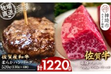 佐賀牛 赤身ブロック350g×2パック計700g･柔らかハンバーグ130g×4個計520g【佐賀牛 佐賀産和牛 赤身ブロック ハンバーグ 牧場直送 ローストビーフ 自家製 黒毛和牛】(H122105)