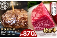 佐賀牛 赤身ブロック350g×1パック計350g･柔らかハンバーグ130g×4個計520g【佐賀牛 佐賀産和牛 赤身ブロック ハンバーグ 牧場直送 ローストビーフ 自家製 黒毛和牛】(H122106)