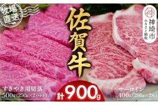 佐賀牛 サーロインステーキ200g×2枚計400g すきやき用切落250g×2パック計500g【佐賀牛 サーロイン ステーキ すきやき 切落し 高級部位 赤身肉 霜降り 小分け】(H122125)