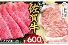 佐賀牛 サーロインステーキ200g×1枚計200g すきやき用400g 2種セット【佐賀牛 サーロイン ステーキ すき焼き 霜降り 赤身 脂身 高級部位】(H122135)