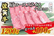 【期間限定！生活応援キャンペーン】佐賀牛 肩ローススライス すき焼き用 1300g【A5 A4 1.3kg すきやき 牛肉 希少 国産和牛 牛肉 肉 牛 肩ロース】(H085205)