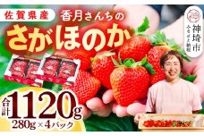 【先行受付 令和8年1月より発送開始】香月さんちのいちご(さがほのか)280g×4パック 【いちご イチゴ 苺 さがほのか 大玉 大粒フルーツ 果物  数量限定 香月農園 佐賀県産】(H017116)