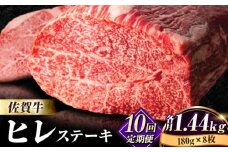 【全10回定期便】味に自信あり！老舗の佐賀牛ヒレステーキ180g×8枚 総計14.4kg [FBX020]