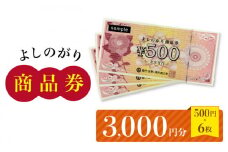 【吉野ヶ里町内で利用できる！】よしのがり商品券3,000円分（500円×6枚） 【吉野ヶ里町商工会】[FBW001]
