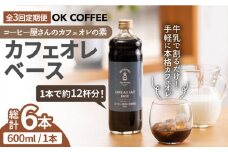 <3回定期便>OK COFFEE カフェオレベース（加糖） 600mlボトル×2本（24杯分） 珈琲 ギフト インスタント OK COFFEE Saga Roastery/吉野ヶ里町 [FBL006]