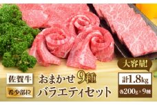 最高級和牛をたっぷり大容量♪ A4 A5 佐賀牛希少部位おまかせ9種堪能セット1800g（9種×200g）合計1.8kg【ミートフーズ華松】 [FAY042]