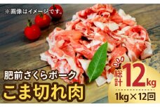 【12回定期便】＜毎日のお料理に便利に使える♪＞肥前さくらポーク こま切れ 1kg （500g × 2パック） 佐賀県産 国産豚肉 小間 小分け 吉野ヶ里町/アスタラビスタ [FAM031]