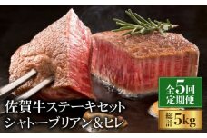 【全5回定期便】隔月 200g× 5枚 シャトーブリアン ヒレ 佐賀牛 ステーキ 総計 5kg（2ヶ月に1回偶数月にお届け）| 牛肉 肉 黒毛和牛 和牛 赤身 ステーキ 国産 A5 A4 焼肉 冷凍 1kg 1000g |  吉野ヶ里町/やま田商店 [FCH010]