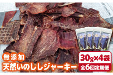 【6回定期便】無添加・天然いのししジャーキー30g×4袋 吉野ヶ里町/まちづくり会株式会社 [FBK051]