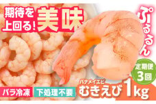 【全3回定期便】背ワタなし！ぷりぷりむきえび 計3kg（500g×2袋×3回）えび エビ 海老 海鮮 エビチリ 吉野ヶ里町/EBI研究所 [FDE002]