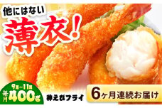 【全6回定期便】水産高校賞受賞！無頭「神えびフライ」9尾～11尾(400g)えびフライ 海老フライ えび 吉野ヶ里町/EBI研究所 [FDE012]