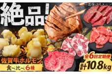 【全6回定期便】佐賀牛6種食べ比べ！ ホルモンバラエティセット 10.8kg 4-5人前  タン・小腸など 吉野ヶ里町/やきとり紋次郎 [FCJ105]