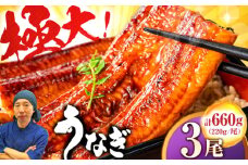 特大うなぎ 蒲焼 長焼 660g （1尾220g×3）タレ付き/山椒付き 吉野ヶ里町/株式会社フジマキ [FDM003]