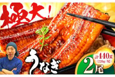 特大うなぎ 蒲焼 長焼 440g（1尾220g×2）タレ付き/山椒付き　吉野ヶ里町/株式会社フジマキ [FDM004]