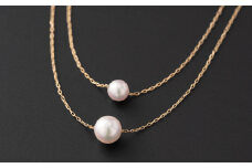 【お洒落なシンプル♪】6.5/5㎜ アコヤ真珠 ２連バーネックレス  H-288