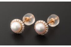 【希望の光 ･大人シンプルモダン】5.2㎜ アコヤ真珠ピアス K18  P-185