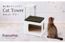 「ふるさと納税限定品」【フランスペット】キャットタワー（木製猫家具）H-296