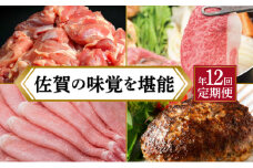 贅沢☆佐賀の味覚を堪能 ブランド肉 定期便（12回） 毎月届く 佐賀牛 肥前さくらポーク みつせ鶏 ステーキ しゃぶしゃぶ ハンバーグ 焼肉 すきやき ブランド肉 上峰町 おたのしみ ジューシー やわらか 肉汁 