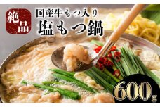 【令和7年9月発送】5〜6人前 国産牛モツ入りの絶品塩もつ鍋（600g）
