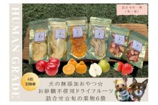 FB135　 犬の無添加おやつ☆お砂糖不使用ドライフルーツ☆旬の果物６袋【定期便】全６回