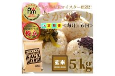 CIC67_【６回定期便】 さがびより【玄米】５kg 【五つ星お米マイスター厳選！】