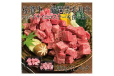 DX043_ 佐賀牛×厳選黒毛和牛　ロースサイコロステーキ食べ比べ300ｇ×2