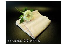 EG105_柔らか加工のリネン100％のフェイスタオル1枚（オリジナルパステルピンク）