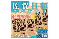 CIC28_『新米予約』令和７年産【無洗米】さがびより20㎏(５㎏×４袋)　※新米収穫後11月以降発送